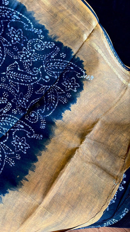 Dance Practice Saree - Black Bandhani (with blouse)