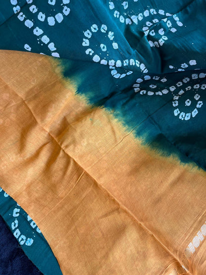 Dance Practice Saree - Green Bandhani (with blouse)