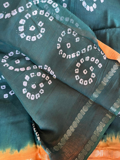 Dance Practice Saree - Green Bandhani (with blouse)