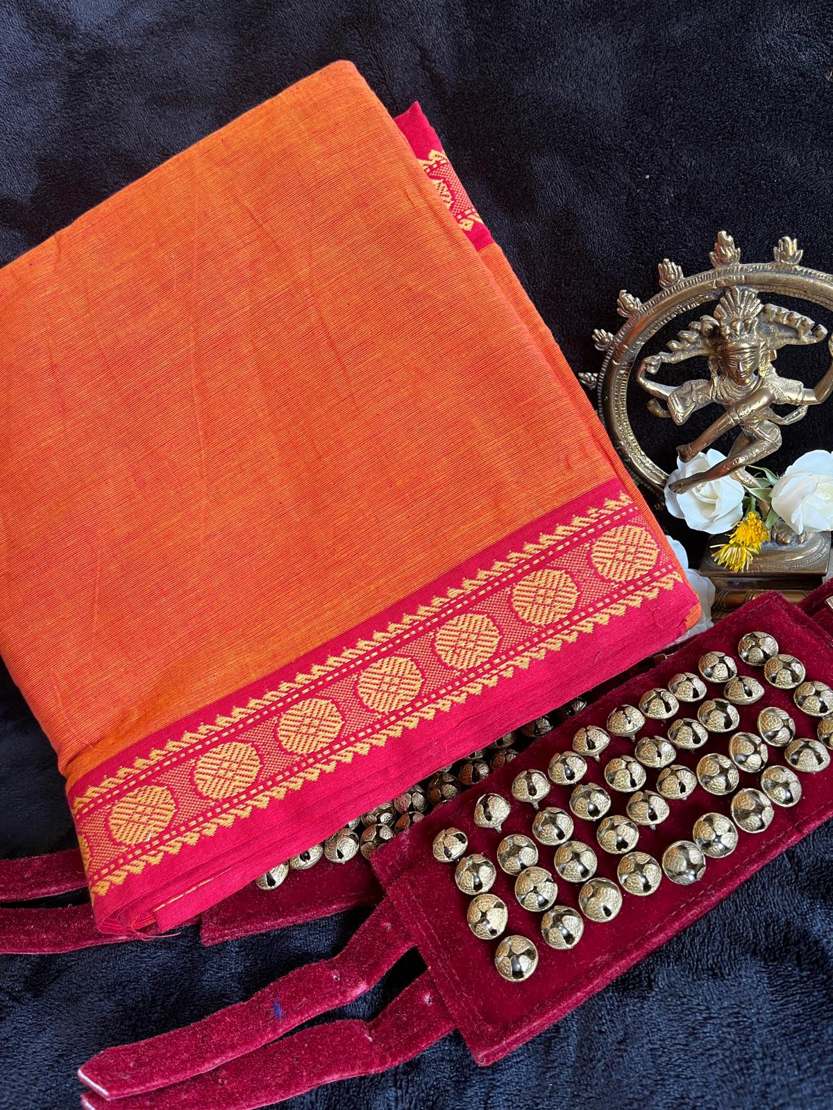 Dance Practice Saree - Saffron (Xtra long)