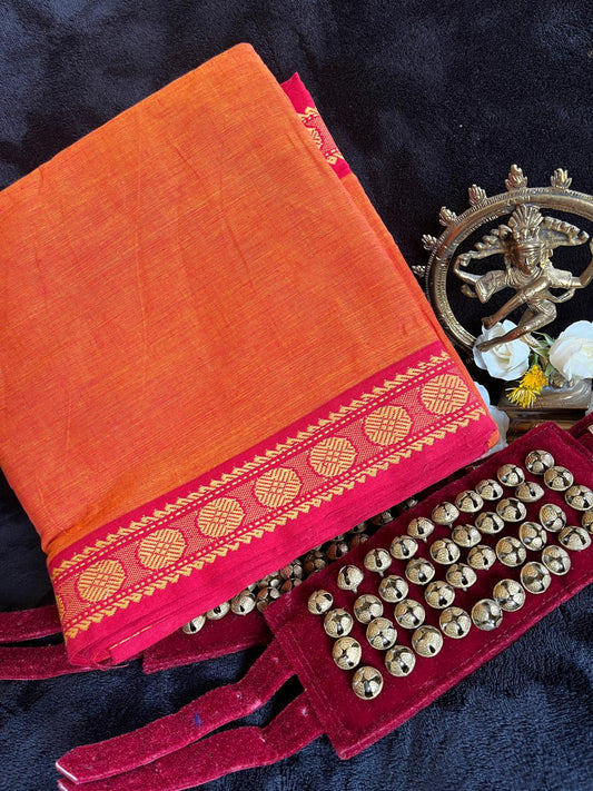 Dance Practice Saree - Saffron (Xtra long)