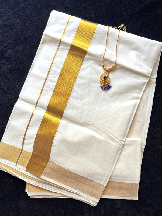 Cotton Saree - Gold Kasavu