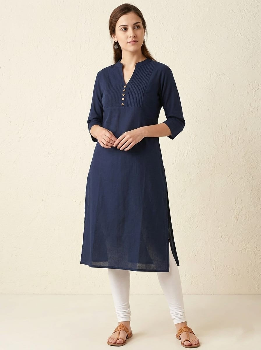 Navy Blue Cotton Kurta (Size M/38)