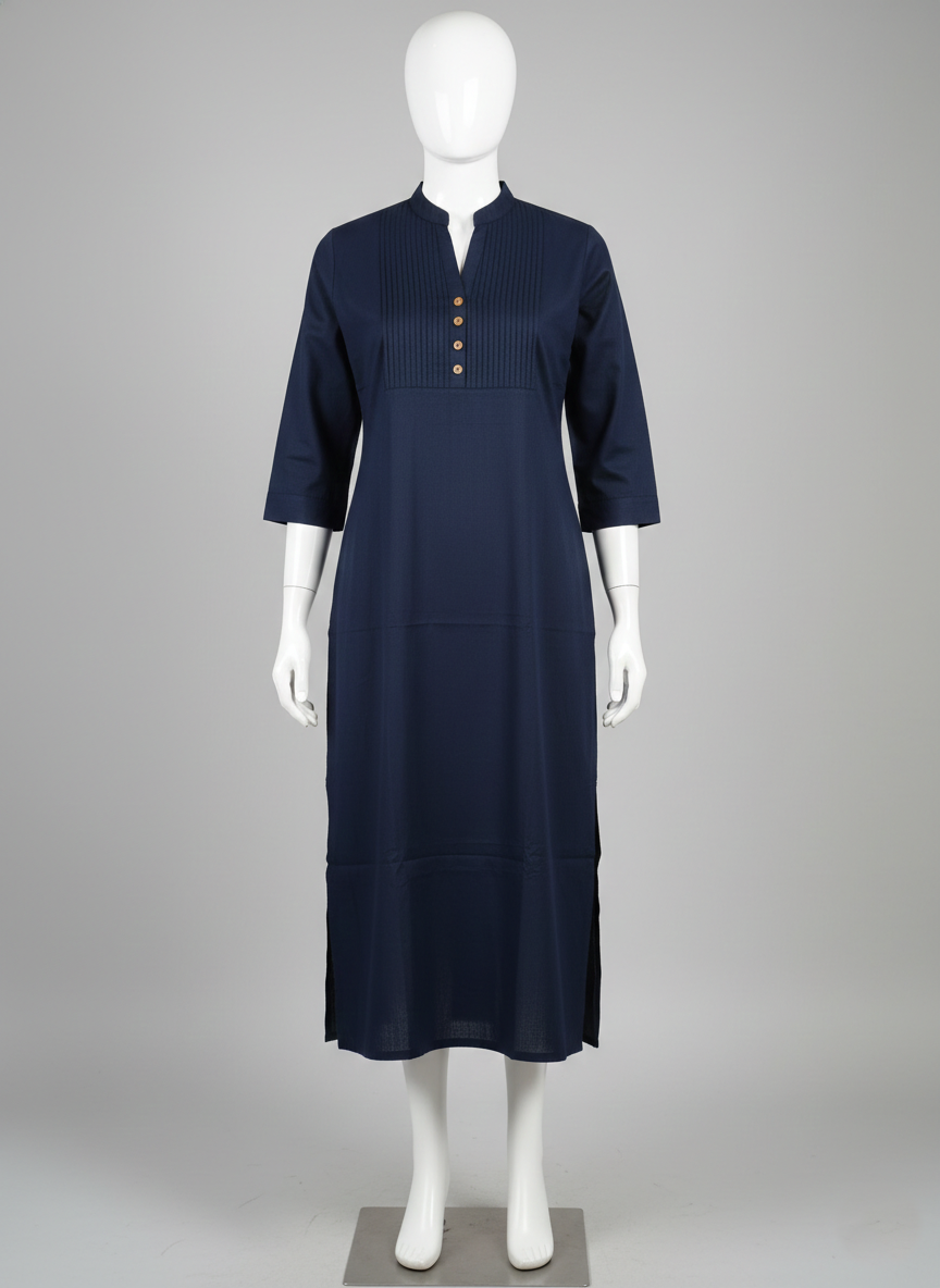 Navy Blue Cotton Kurta (Size M/38)