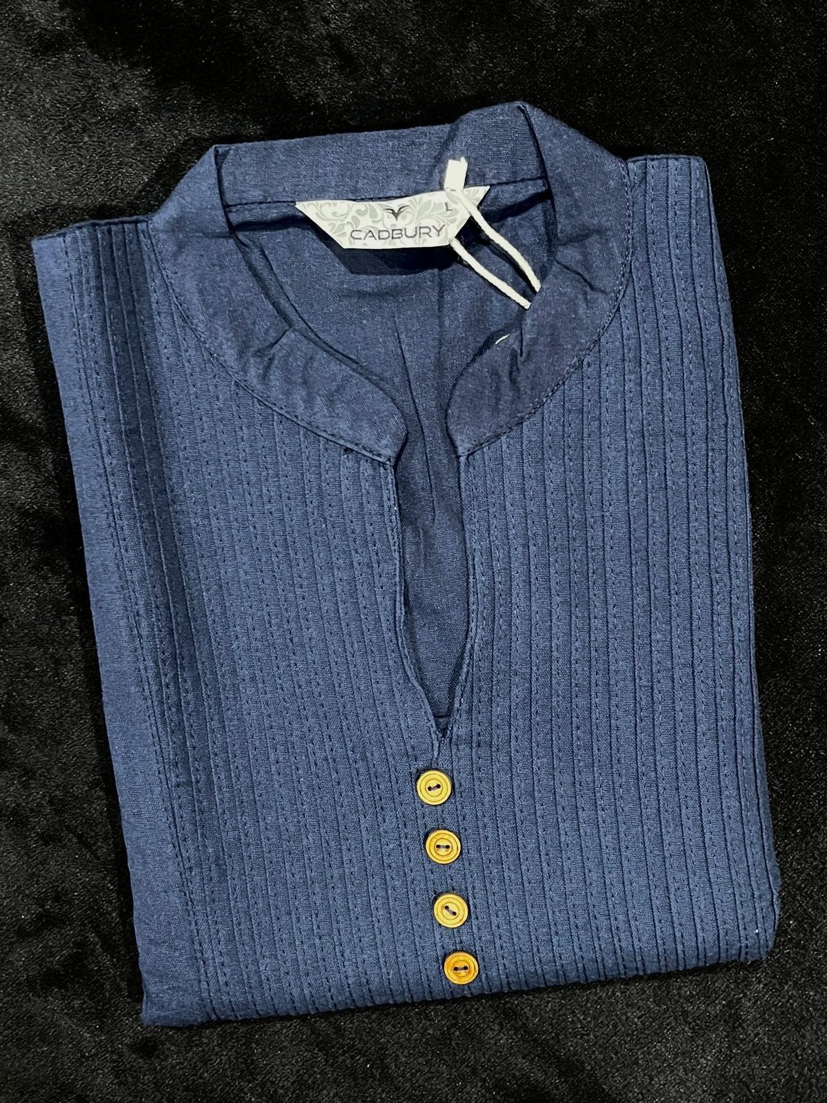 Navy Blue Cotton Kurta (Size M/38)