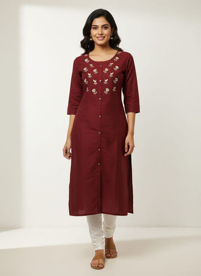 Maroon Cottonsilk Kurta (Size L/40)