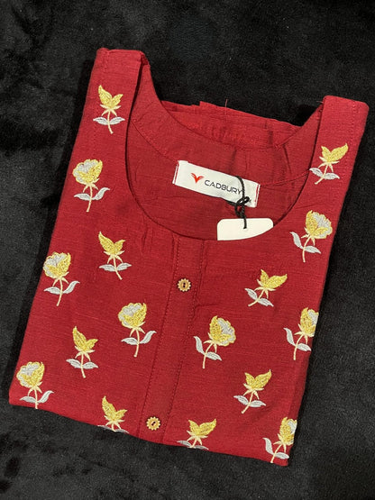 Maroon Cottonsilk Kurta (Size L/40)