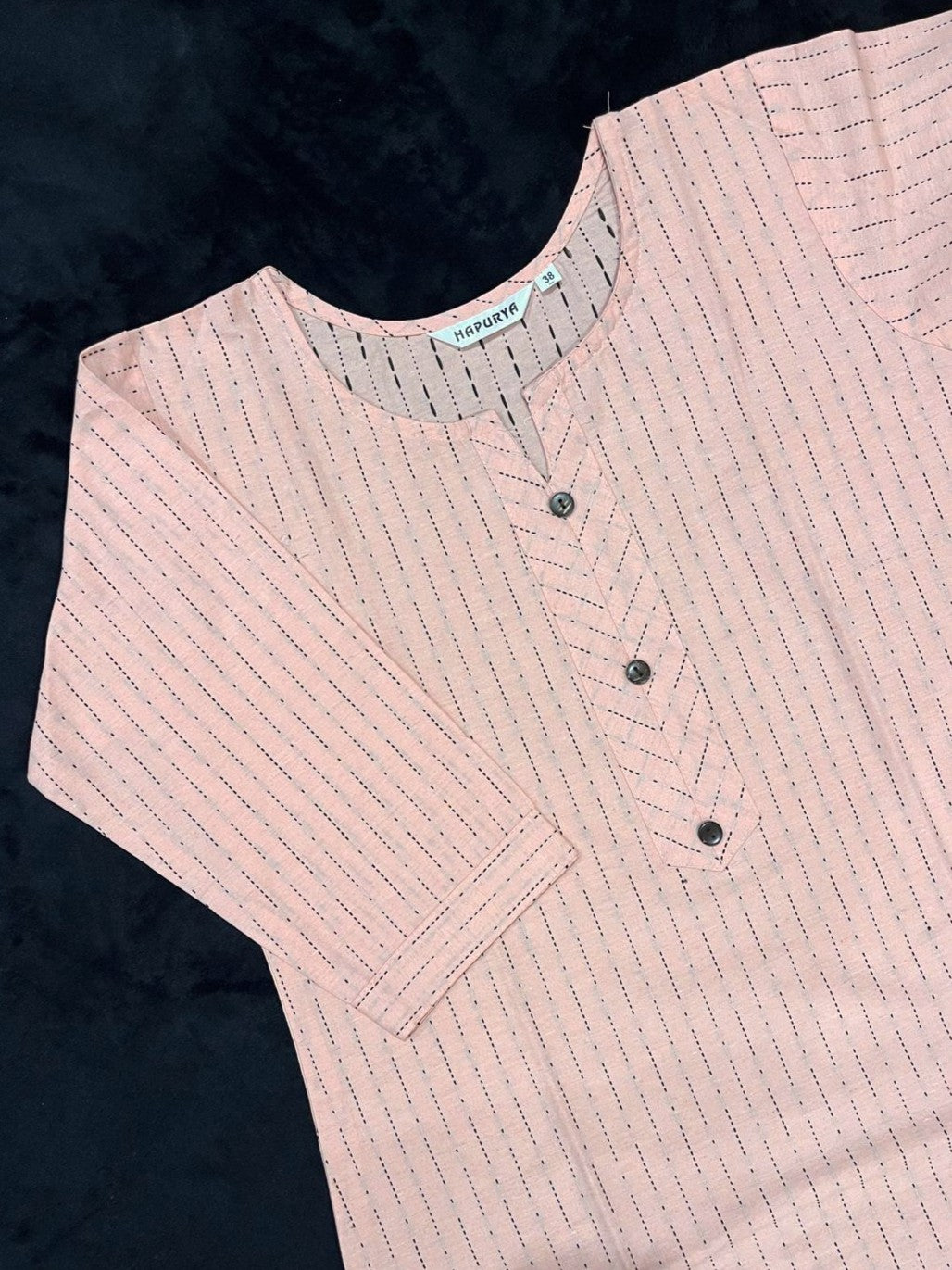 Pastel Peach Slubcotton Kurta (Size M/38)