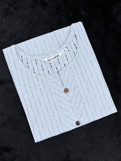 Pastel Blue Slubcotton Kurta (Size L/40)