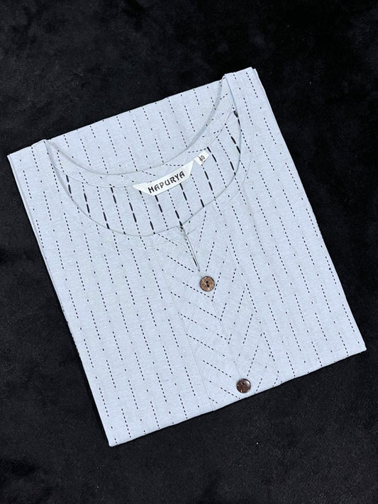 Pastel Blue Slubcotton Kurta (Size L/40)