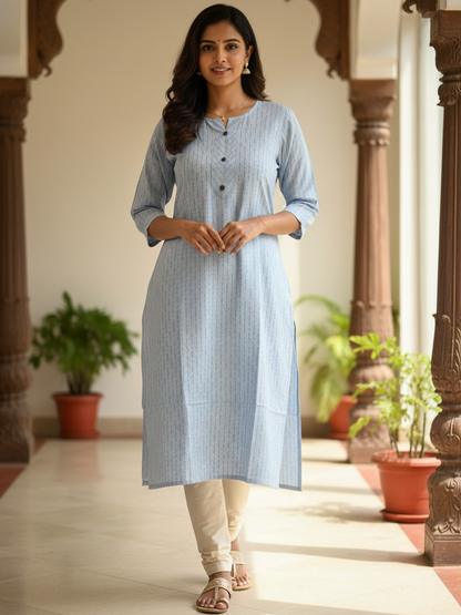Pastel Blue Slubcotton Kurta (Size L/40)