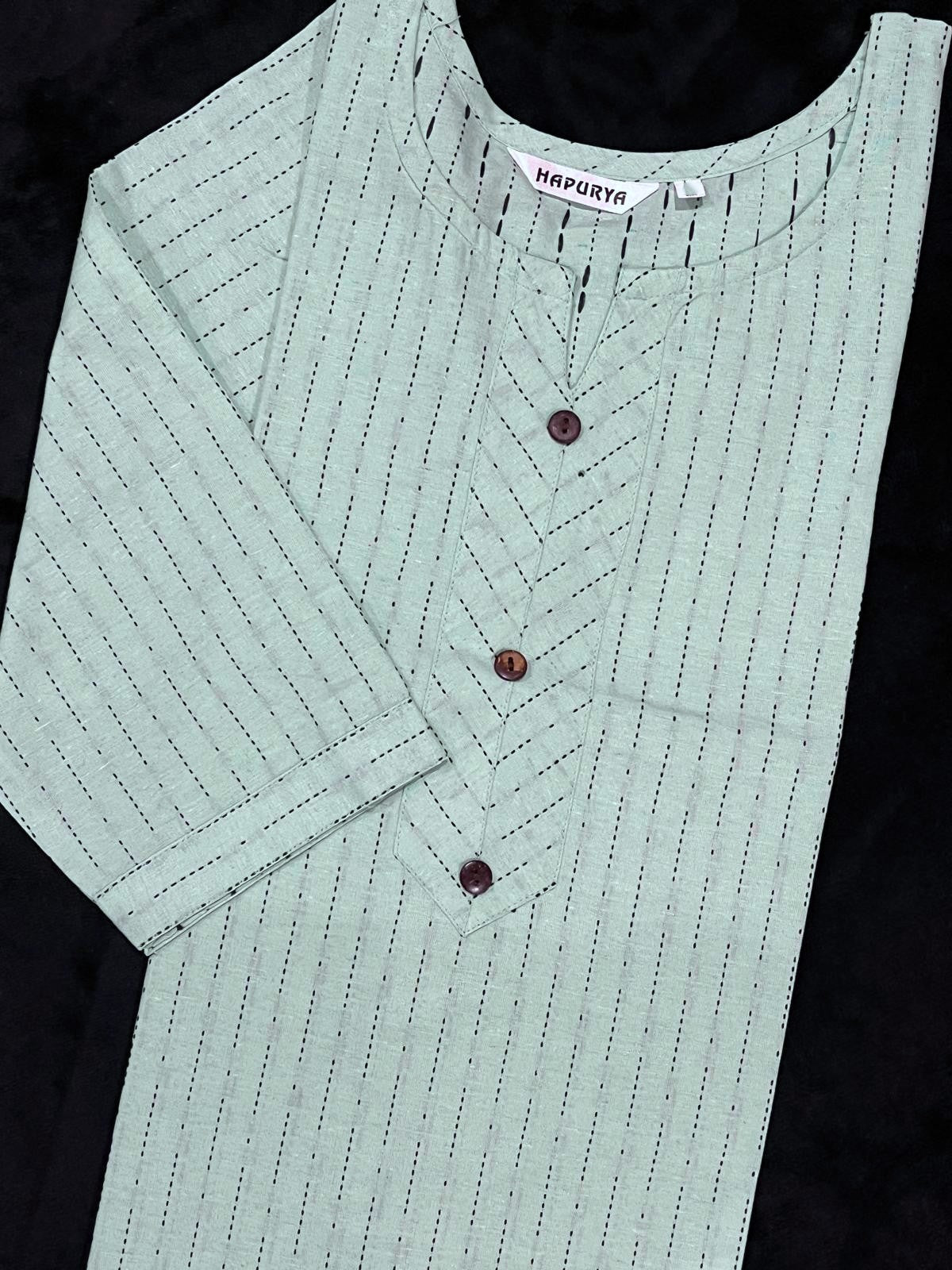 Pastel Green Slubcotton Kurta (Size L/40)