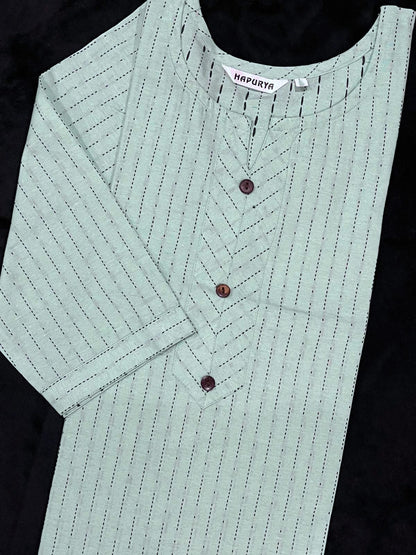 Pastel Green Slubcotton Kurta (Size L/40)
