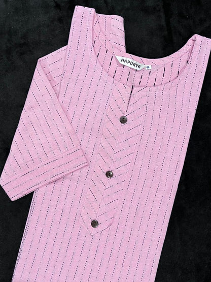 Pastel Pink Slubcotton Kurta (Size XXL/44)