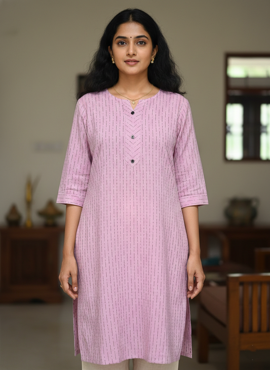 Pastel Pink Slubcotton Kurta (Size XXL/44)