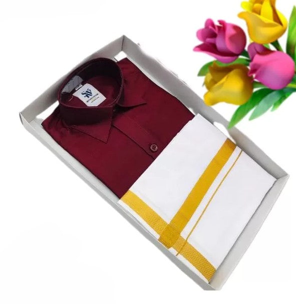 Shirt & Velcro Mundu Set for 10 Year Old