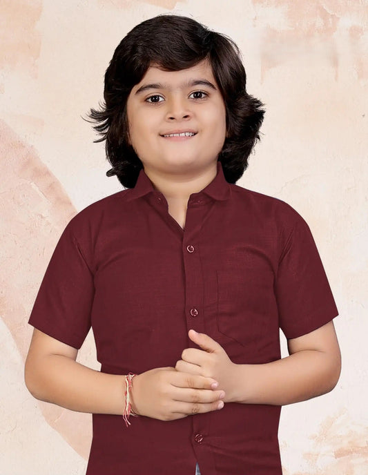 Plain Cotton Shirt - Size 30 (Age 7-9)