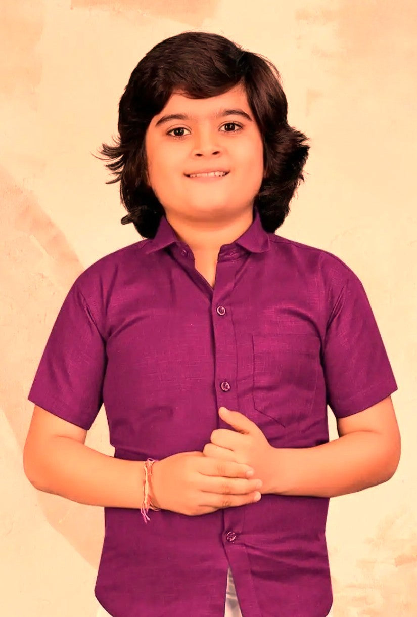 Plain Cotton Shirt - Size 30 (Age 7-9)