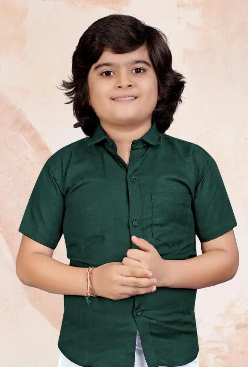 Plain Cotton Shirt - Size 30 (Age 7-9)