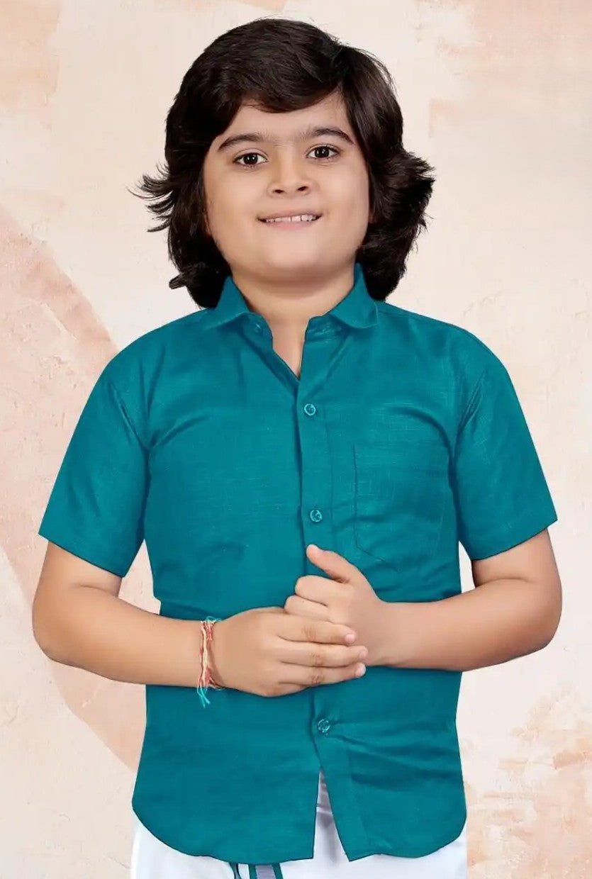 Plain Cotton Shirt - Size 30 (Age 7-9)