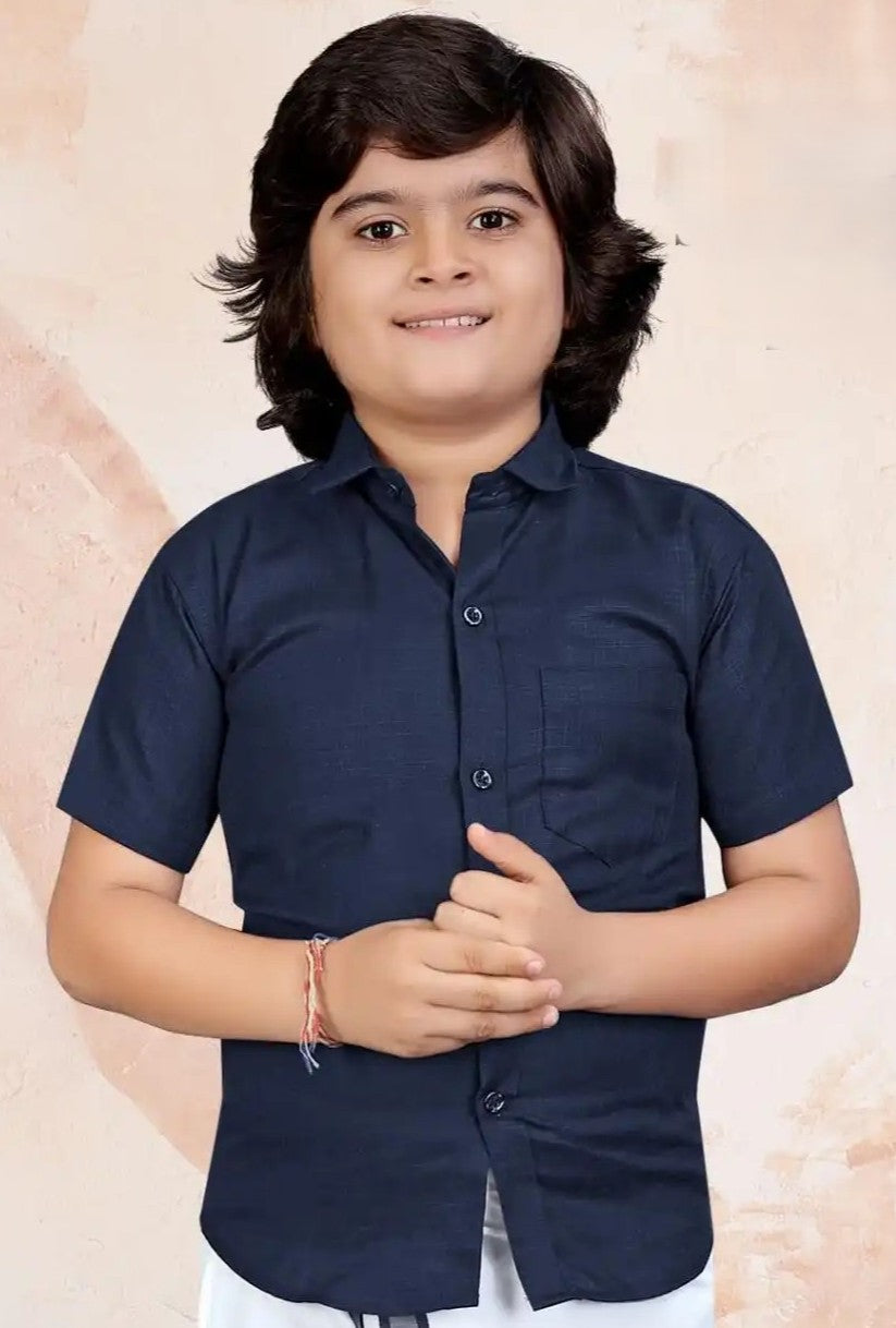 Plain Cotton Shirt - Size 30 (Age 7-9)