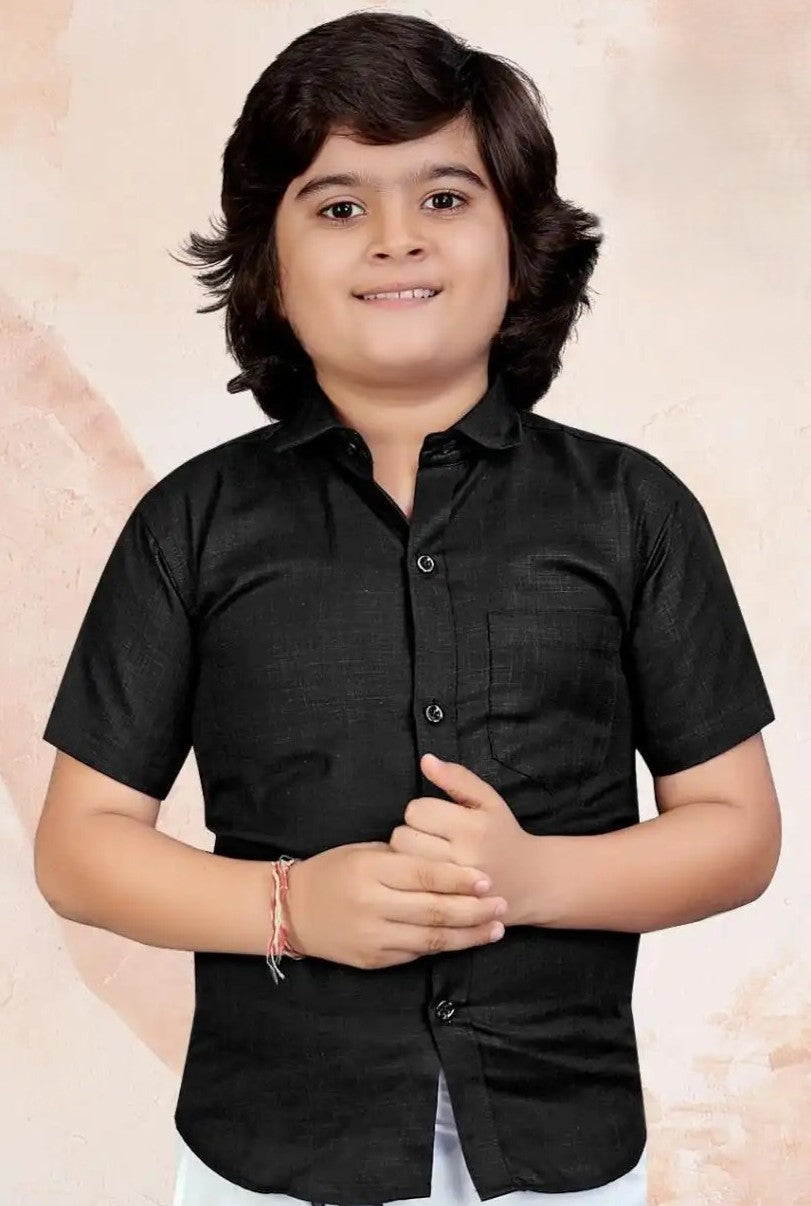 Plain Cotton Shirt - Size 30 (Age 7-9)