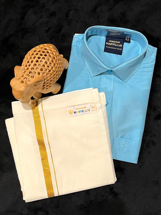 Shirt & Velcro Mundu Set for 10 Year Old