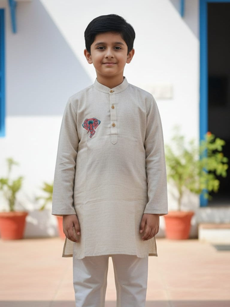 Kurta with Elephant Print for 6 Year Old