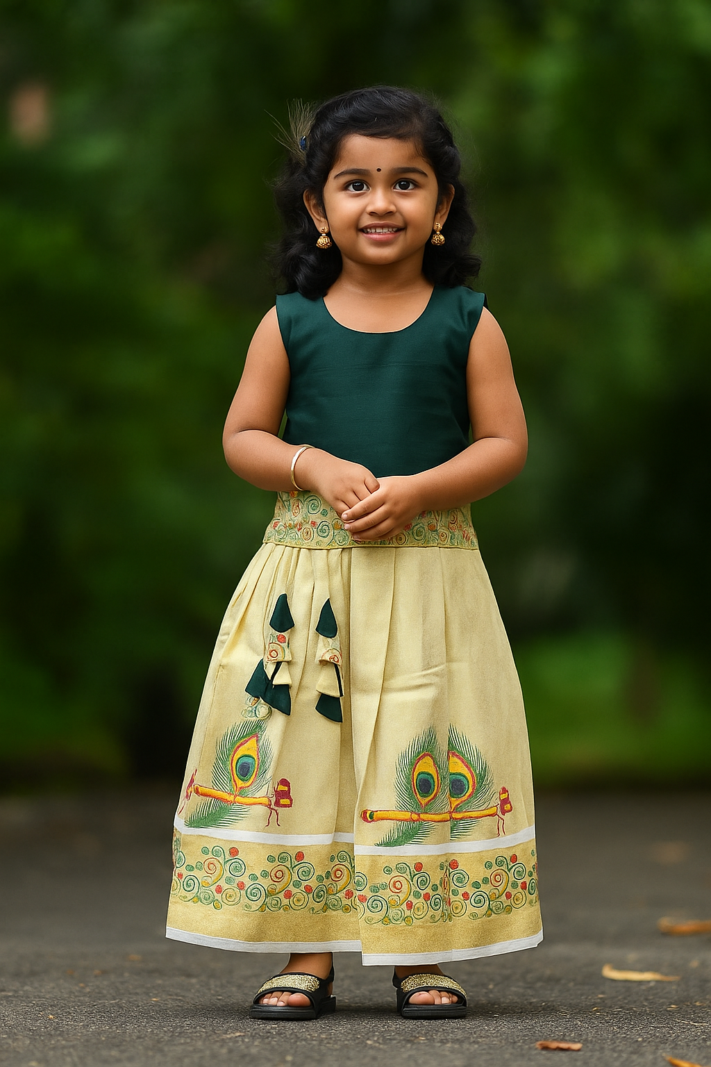 Skirt & Blouse for 2 Year Olds - Brick Red/Green/Purple