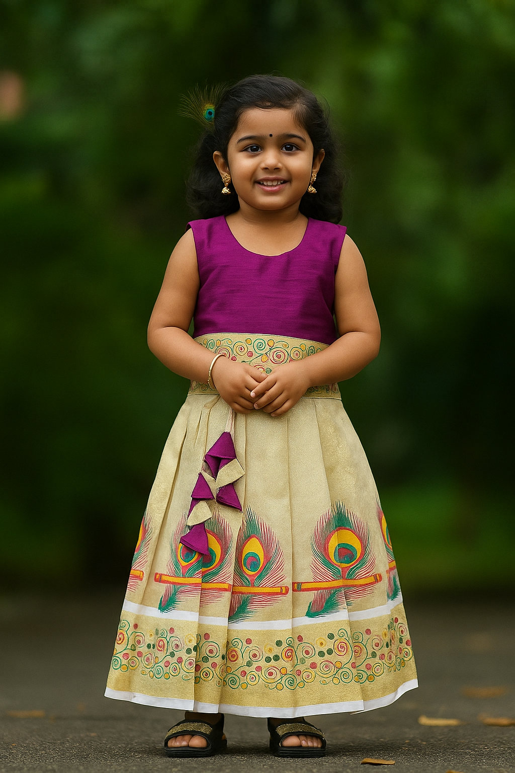 Skirt & Blouse for 2 Year Olds - Brick Red/Green/Purple