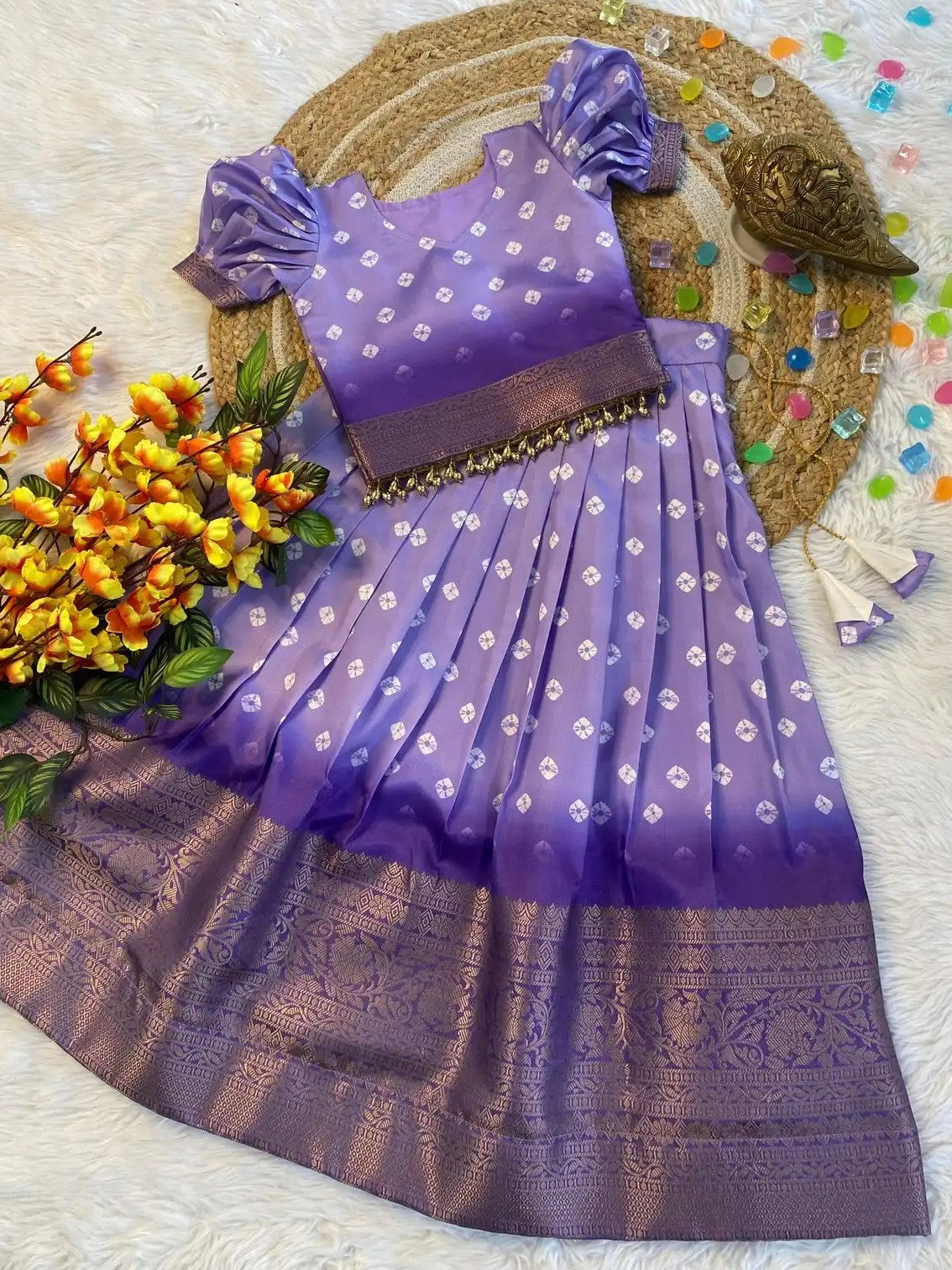 Skirt & Blouse for 6-12 month old - Lavendar