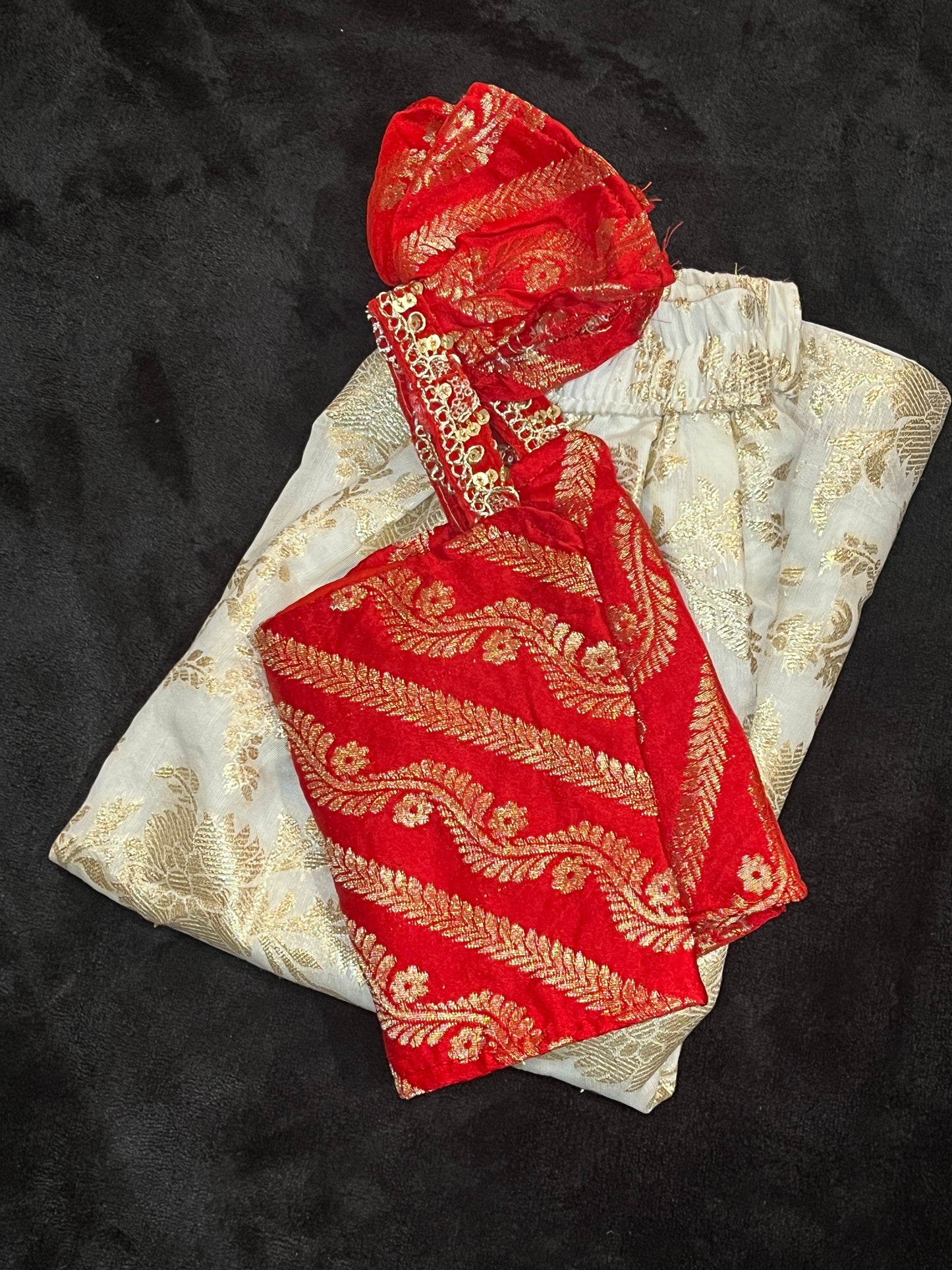 Banarasi Skirt & Blouse for 3 Year Old - Red & Gold