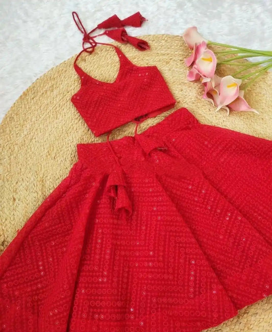 Embroidered Skirt & Halter Top Set