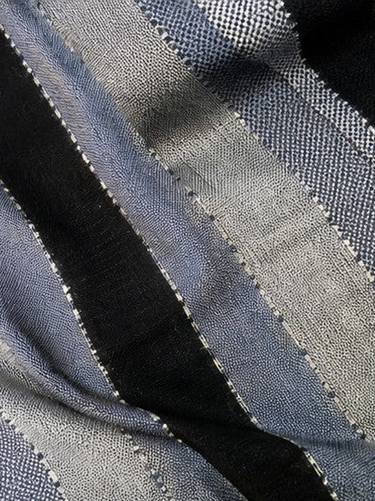 Grey & Black Striped Mul Cotton Saree