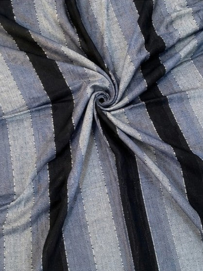 Grey & Black Striped Mul Cotton Saree