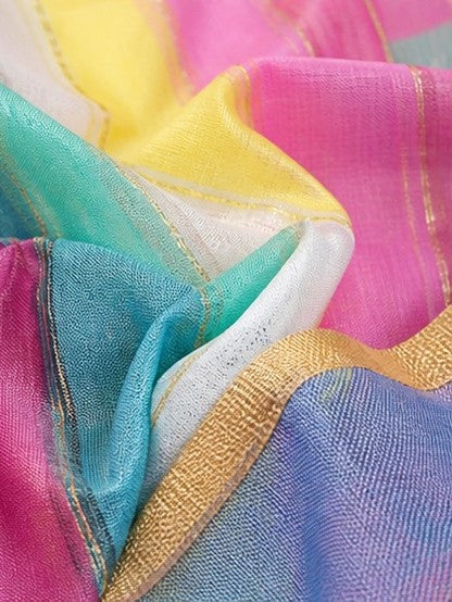 Pastel Rainbow Mul Cotton Saree
