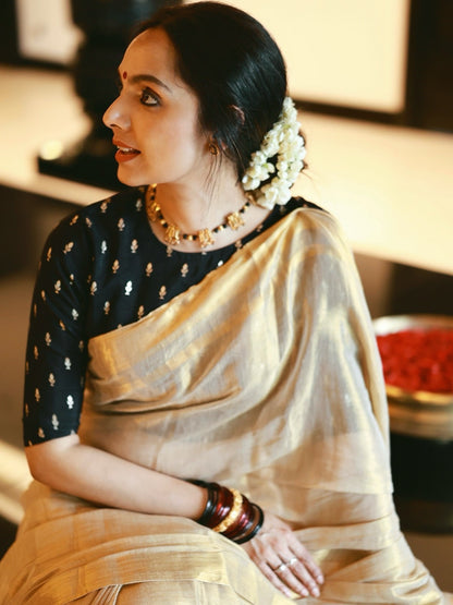 Samvritha Sunil inspired Tissue Mul Cotton Saree