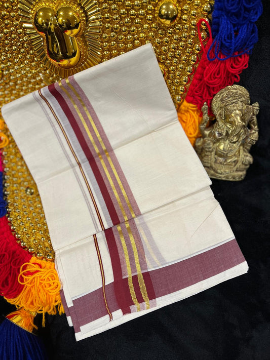Kasavu Mundu - Gold & Colour Border