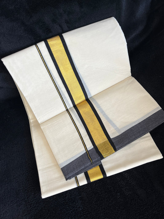 Kasavu Mundu - Gold & Black Border