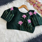 Silk Blouse with Lotus Print & Bugle Beadwork