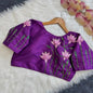 Silk Blouse with Lotus Print & Bugle Beadwork