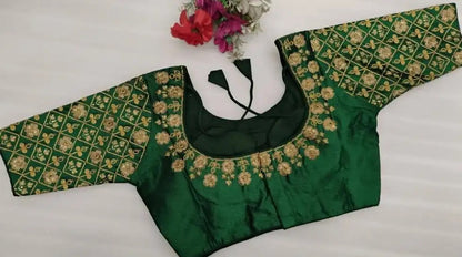 Embroidered Silk Blouse - Green