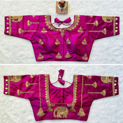 Embroidered Silk Blouse - Blue