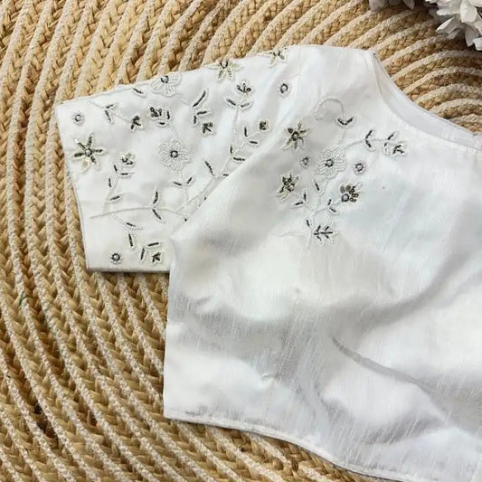 White Silk blouse with Handwork