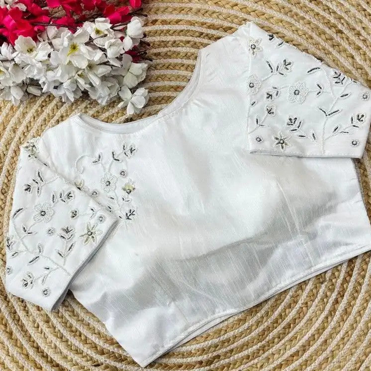 White Silk blouse with Handwork