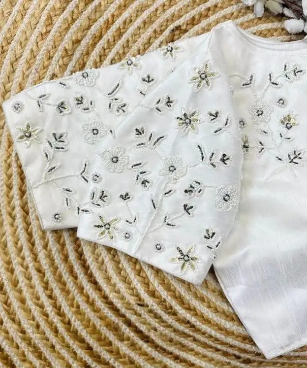 White Silk blouse with Handwork
