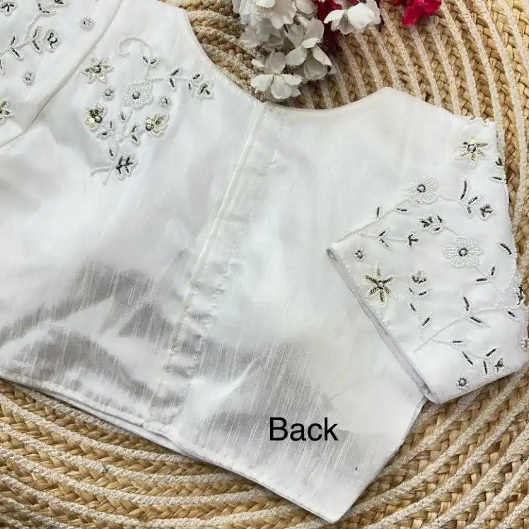 White Silk blouse with Handwork