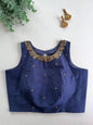 Galaxy Silk Blouse with Pretty Handwork - Sleeveless