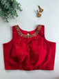 Galaxy Silk Blouse with Pretty Handwork - Sleeveless