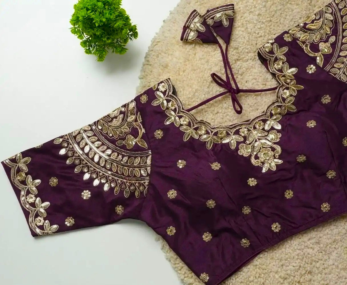 Silk blouse with Gold Embroidery & Sequins